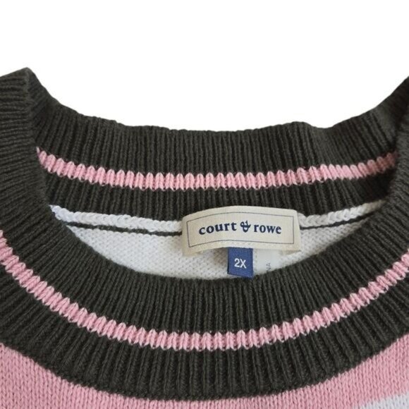 Court & Rowe pink and white striped contrast hem drop shoulder sweater 2X - Picture 6 of 11